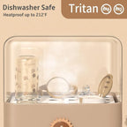 Evorie Tritan Spill Proof Toddler Straw Sippy Cup, 10 oz for Baby and Toddlers 1-3 Years Old, No Spill Straw Water Bottle with Removable Handles, Ideal for School, BPA-Free, Honey Bear