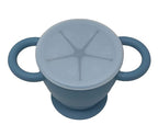 BraveJusticeKidsCo | Snack Attack II Snack Cup | Collapsible Silicone Snack Container | Toddler and Baby Snack Catcher Lid (Blue Steel)