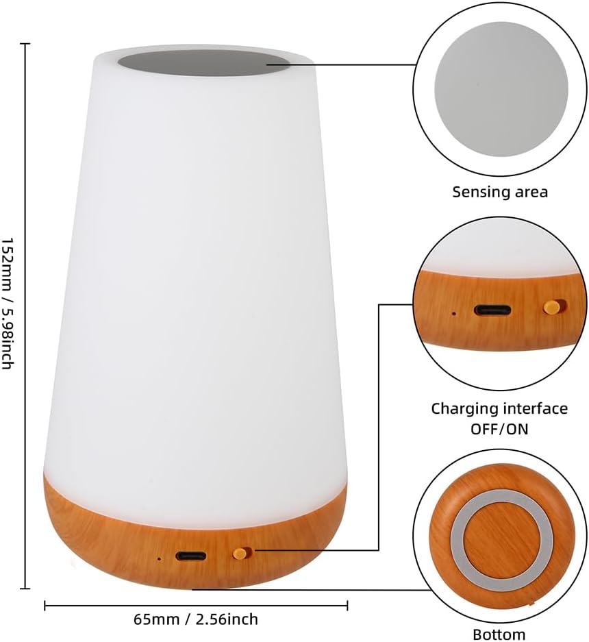 Luxxflour Night Light Lamp, Dimmable Touch Lamp for Bedroom, Portable Table Bedside Lamp, 5 Brightness & 13 RGB Colors, Night Lights for Perfect for Bedroom, Living Room, and Home Decor