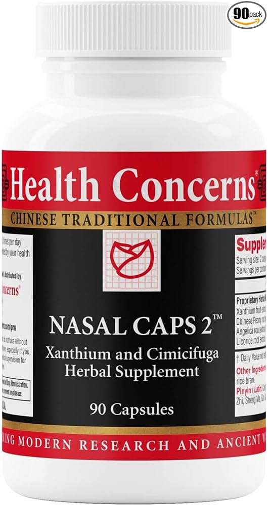 Health Concerns Nasal Caps 2 – Sinus & Nasal Support Supplement – Nose Congestion & Sinus Pressure Support – Traditional Chinese Formula with Xanthium, & Cimicifuga – 90 Capsules