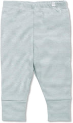 MORI Luxurious Baby Leggings in Blue Stripe, Elastic Waist, Organic, 0-3 Months