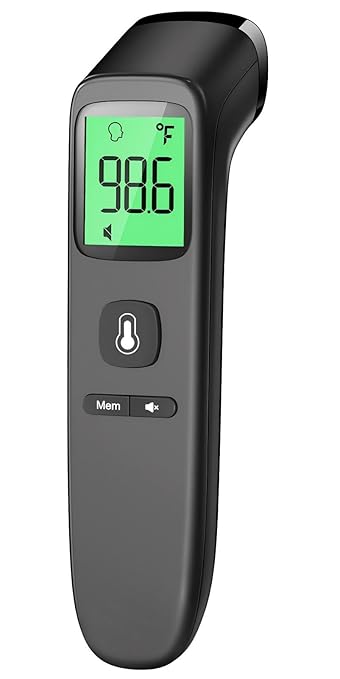 Forehead and Ear Thermometer for Adults and Kids, Fast Accurate Thermometer with Fever Alarm, 1S Reading & Silent Mode, Easy to Use for Baby, Kids & Elderly (Black)