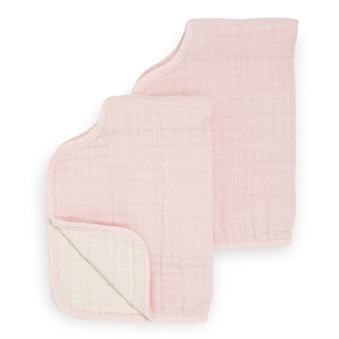 Little Unicorn Ultra-Absorbent Premium Burp Cloth 2 Pack | Soft on Baby's Skin | Larger Size | Ergonomic Design | Set of 2 (Light Pink)
