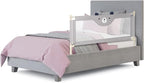 BABY JOY Bed Rail for Toddlers, 57’’ Extra Long, Height Adjustable & Folding Baby Bed Rail Guard w/Breathable Mesh & Double Safety Child Lock for Kids Twin Double Full Size Queen King Mattress (Gray)