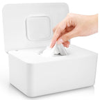 Baby Wipes Dispenser, Baby Wipe Holder for Fresh Wipes, Non-Slip Baby Wipes Container, Refillable Wipes Box with Sealing Design Lid (White)