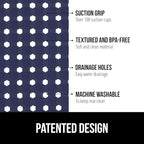 GORILLA GRIP Patented Square Shower Stall Mat, Small Bathtub Floor Mats for Stand Up Showers, Suction Cups and Drainage Holes, Machine Wash, Soft on Feet, Bathroom Accessories 21x21 Inch, Navy Opaque