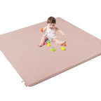 Padded Baby Play Mat, Super Soft Vegan Leather Floor Mat for Baby Girls and Boys, 48x48 Non-Slip Thick Foam Cushioned Play Mat for Babies 6-12 Months, Fits Nicely Into 50x50 Playpen Mat, Pink