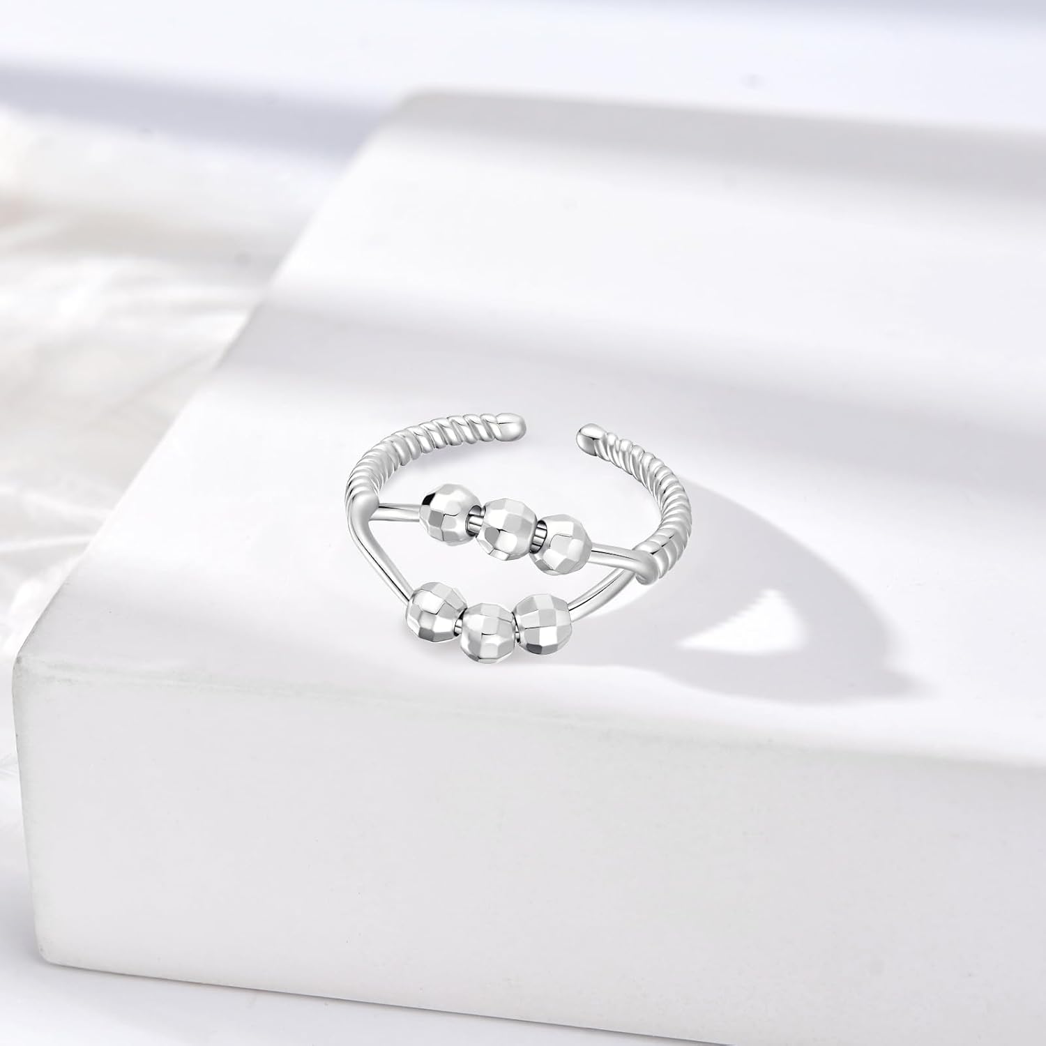 INFUSEU Funny Spinner Fidget Rings for Women Girls Anti Anxiety Stress Worry, Adjustable Size