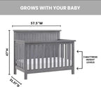 Soho Baby Everlee 4-in-1 Convertible Crib, Graystone