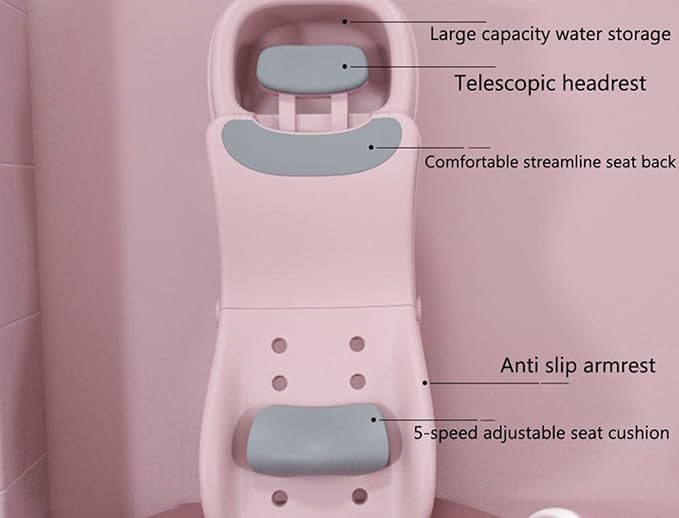 Adjustable Children Shampoo Chair for 3-10 Year Old Bathing Seat Tub Collapsible with Prevent Wet Clothes Design