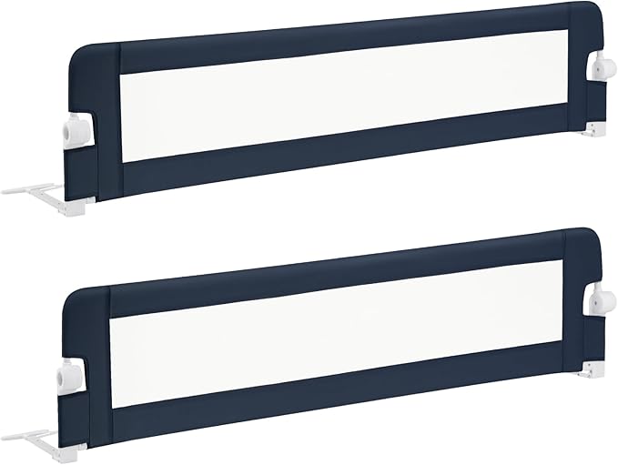 BABY JOY Double Sided Bed Rail Guard, 2 Pack, Extra Long, Swing Down for Convertible Crib, Folding Baby Safety Bedrail for Kids Twin Full Size Queen King Mattress, Rails for Toddlers (Dark Gray, 71")