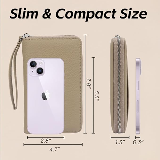 Leather Travel Wallet, Passport Wallet for Travel, Passport Holder for Family with RFID Blocking, with Zippered Pocket and Cash Slot, for Secure Traveling and Documentation Organizer (Eephant Grey)