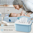 Elyina Baby Wipe Warmer with Soothing Music & White Noise, Innovative Spring Design, No-Dry Moisture Lock, Fast and Even Heating, 4 Temp Modes – Diaper Change Essential