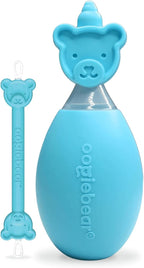 oogiebear BearPair FSA/HSA Eligible Silicone Bulb Baby Nasal Aspirator and Ear & Nose Syringe, Safely Sucks Snot and Removes Mucus, Cleanable and Reusable, Blue