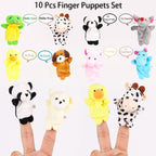 10Pcs Finger Puppets Set - Soft Plush Animals Finger Puppet Toys for Kids, Mini Plush Figures Toy Assortment for Boys & Girls, Party Favors for Shows, Playtime, Schools