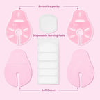 2 Larger Breast Ice Packs with Soft Covers and 6 Breast Pads for Leaking Milk, Hot and Cold Breast Therapy Packs, Breastfeeding Essentials for Relief of Clogged Ducts, Nipple Pain, Engorgement(Pink)