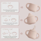 Moonkie Silicone Baby Sippy Cups | 3 Stages Training Cup Straw Cup for Infants Toddlers and Kid | 4 oz 1Pack