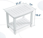 Psilvam Poly Lumber Shower Bench, Shower Stool with Storage Shelf, Shower Benches for Inside Shower Water Resistant & Non-Slip Design Shower Chair Seat for Bathroom, Living Room (White)