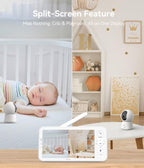 ARENTI Baby Monitor 2 Cameras, Smart Baby Camera with 5-Inch Wireless Display, Super Night Vision, Temperature Sensor, Sound Detection, Auto Motion Tracking, 2-Way Audio, VOX Mode(B2 Set)