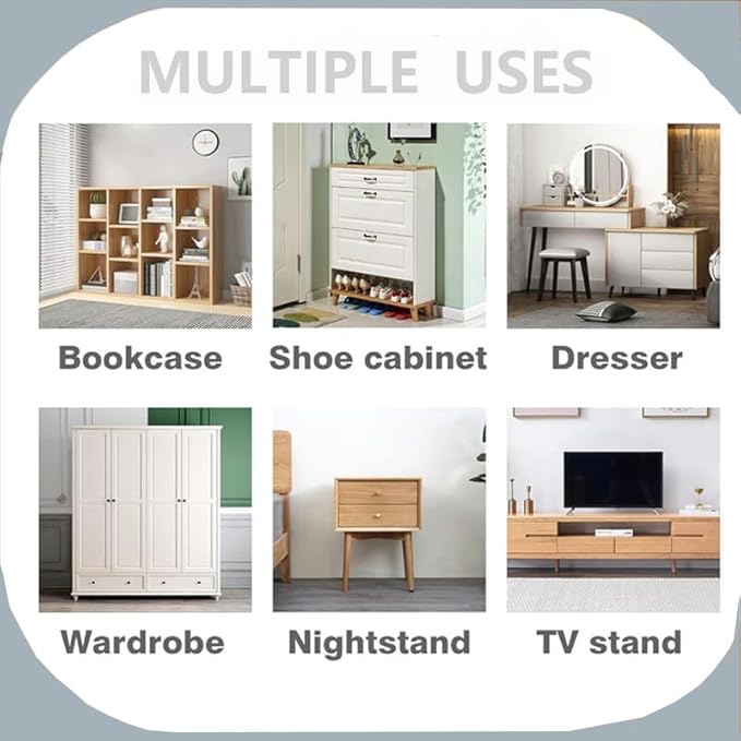 Anti Tip Furniture Anchors for Baby Pet Proofing,Furniture Wall Anchor Furniture Dresser Bookshelf Falling Prevention Device for Children (Grey)