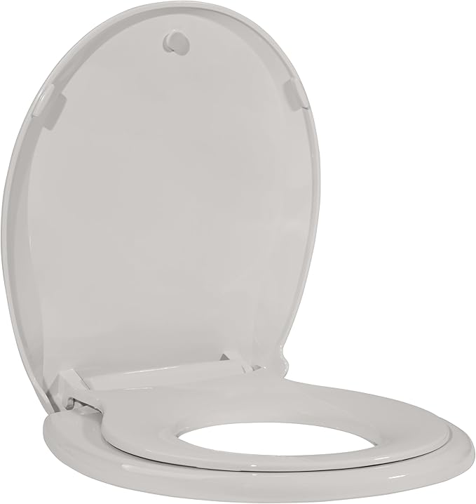 Toddler Toilet Seat Round with Toilet Seat Cover – Potty Training Toilets for Boys and Girls, Family Bathroom PP Toilet Seats with Child Seat, Biscuit