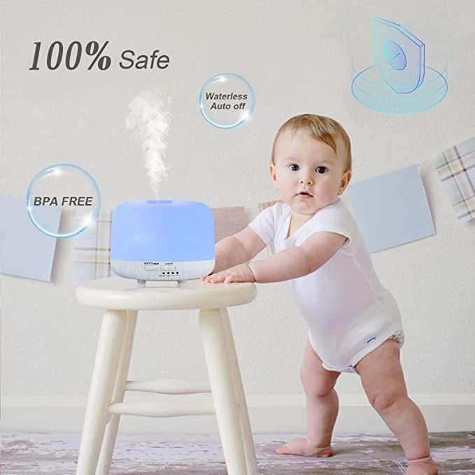 Aromatherapy Diffuser for Essential Oil, 300ml Cool Mist Humidifier with Remote Control, Aroma Diffusers for Home with Waterless Safety Switch & 14 LED Colors