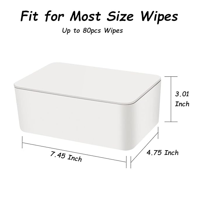 Wipes Dispenser, Wipe Holder for Baby & Adult, Seposeve Refillable Wipe Container, Keeps Wipes Fresh, Far from Dirty Wipes, Easy Open/Close Wipes Pouch Case, White