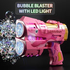 Rechargeable Pink Dolphin Bubble Guns for Kids, LED Light Up Bubble Machine Blower with 2 Bottles Bubble Refill Solution for Kids, Bubble Makers Blaster for Toddlers, Summer Wedding Toys Gift