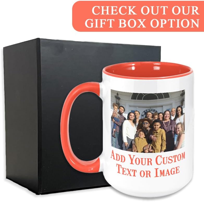 Personalized Coffee Mug, Custom Photo Text 15 Oz Ceramic Mug, Customized Picture Name Tea Cup, Unique Gift Idea, Taza Cafe Personalizadas Fotos, Cute Custom Gifts Mom Women Men, Mother's Day, Orange