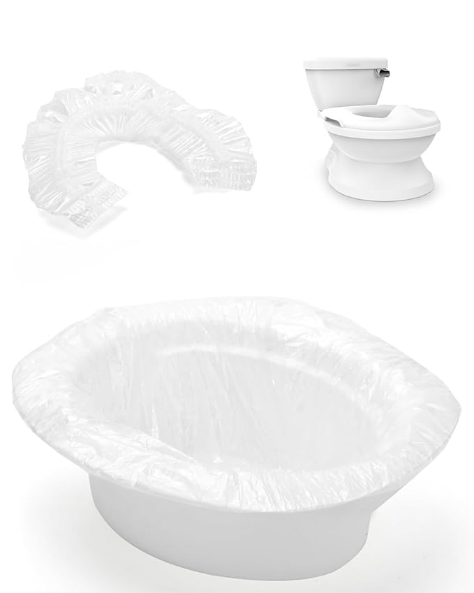 50 Pcs Potty Liners for Summer Infant My Size Potty Pro - Disposable Potty Bags with Elastic Fit, Leakproof & Easy Clean, Fits Most Potty Chairs, Travel Potties, Portable Toilets, 18×8 Inches