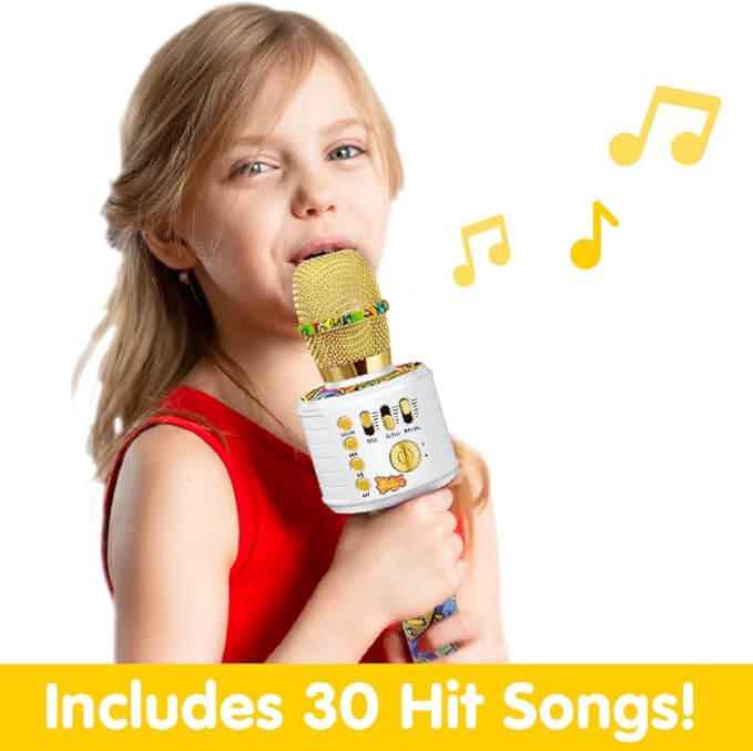 Move2Play, Kids Karaoke Microphone | Includes Bluetooth & Pre-Loaded Songs | Birthday Girls Present for All Ages, 2, 3, 4, 5+ Year Old Girls, Boys & Toddlers (Graffiti)