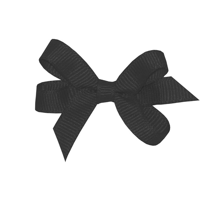 Wee Ones Girls' Plain Wrap Classic Grosgrain Hair Bows on a WeeStay No-Slip Hair Clip, Handmade, Baby, Black