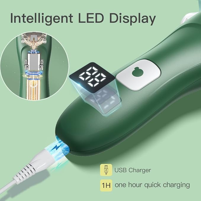 Baby Hair Clippers for Beginners - 13 Pieces Professional Baby Hair Cutting Kit, Silent Hair Clippers Autism with IPX7 Waterproof, Safe Ceramic Blades and LCD Display for Babies & Children & Adults