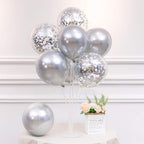 TONIFUL 4 Silver Balloon Stand Centerpiece Table Decorations for 25th Wedding Anniversary Birthday Bridal Shower Graduation Party Decorations New Year 2025 Christmas