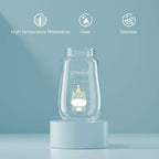 POTATO Glass Baby Bottles, Anti-Colic Breastfeeding Bottles with Fast Flow Nipple, Suitable for Babies 6-12 Months, 2 Replaceable Nipples, 8 oz, Blue