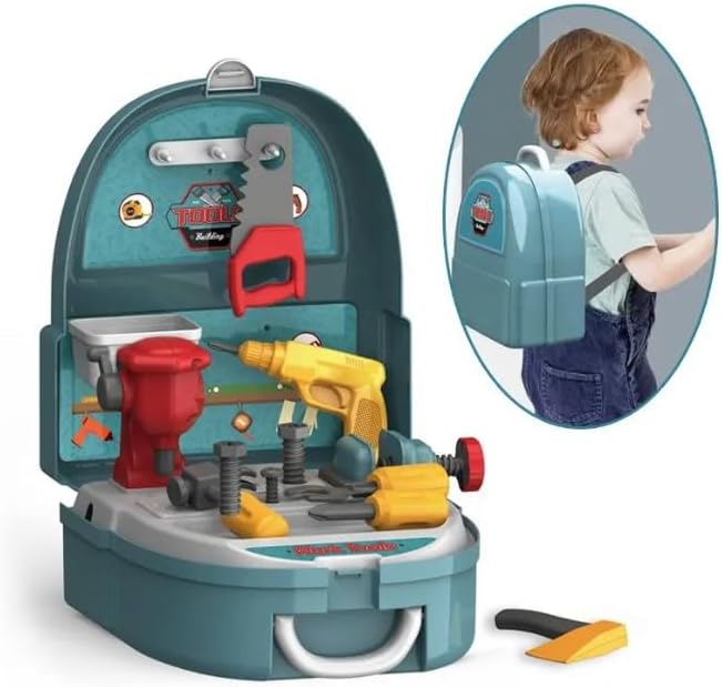 Kids Pretend Play Tool Box Set – Construction Role Play Backpack Toy for Boys & Girls, Little Handyman DIY Tools Playset for Children, Parent-Child Interactive Play (Tools Box)