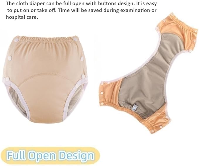 WEEOATAR Unisex Reusable Adult Cloth Diaper, Washable Swim Nappies, Adjustable Incontinence Cloth Diaper with Snaps, Underwear for Elderly Disability, Postpartum (Orange, XXL)