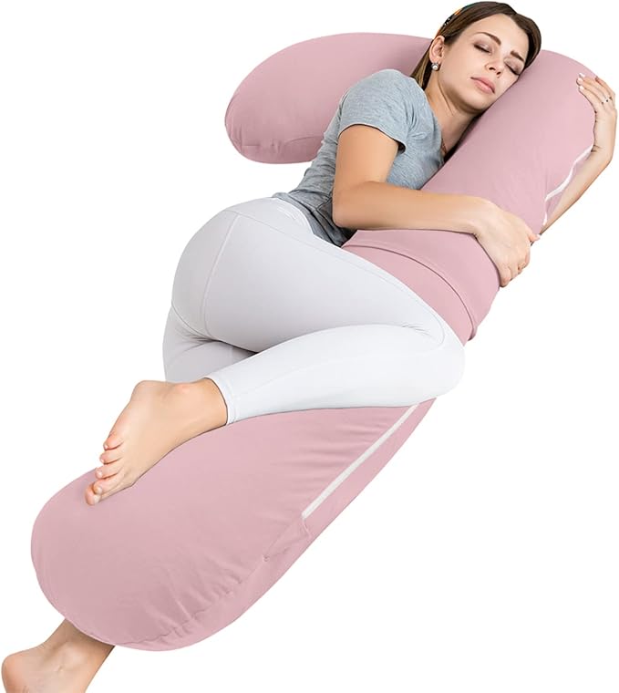 INSEN Pregnancy Pillow for Sleeping,Maternity Body Pillow for Pregnancy Women,Pregnancy Support Pillow for Back, Hip Pain, Pink