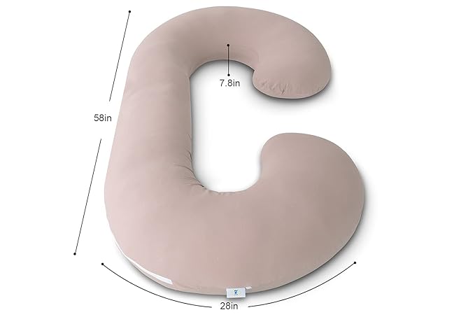INSEN Pregnancy Pillow Cooling, Maternity Pillow with Soft Cotton Cover, C Shaped for Side Sleeping