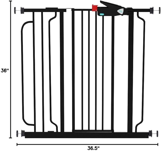 Regalo Easy Step Extra Tall Walk Thru Baby Gate, Bonus Kit, Includes 4-Inch Extension Kit, 4 Pack of Pressure Mount Kit and 4 Pack of Wall Cups and Mounting Kit, Black