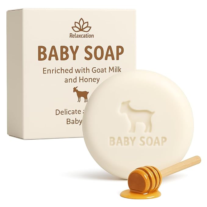 MADE IN USA Baby Soap Bar with Goat Milk and Honey - Naturally Cold Processed from Organic Ingredients - Delicate for Newborn Skin, Gift for babys, Kids, Toddlers and Adults - Handmade in USA