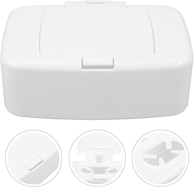 Wipes Dispenser - Wipe Holder for Baby and Adult - Refillable Container Keeps Clean Non-Slip Easy Pull Pouch Case White