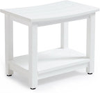 Heavy Duty Shower Bench for Inside Shower, White Poly Bathroom Stool for Shaving Legs or Spa Bath Seat, Waterproof Plastic Bathroom Chair Seat with Adjustable Feet, Non-Slip