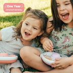 GoBe Kids Small Snack Spinner Slide Bundle with Hand Strap and Sticker Sheet - Reusable Snack Container with 5 Compartment Dispenser and Lid | BPA/PVC Free | Dishwasher Safe | No Spill - Taro Purple