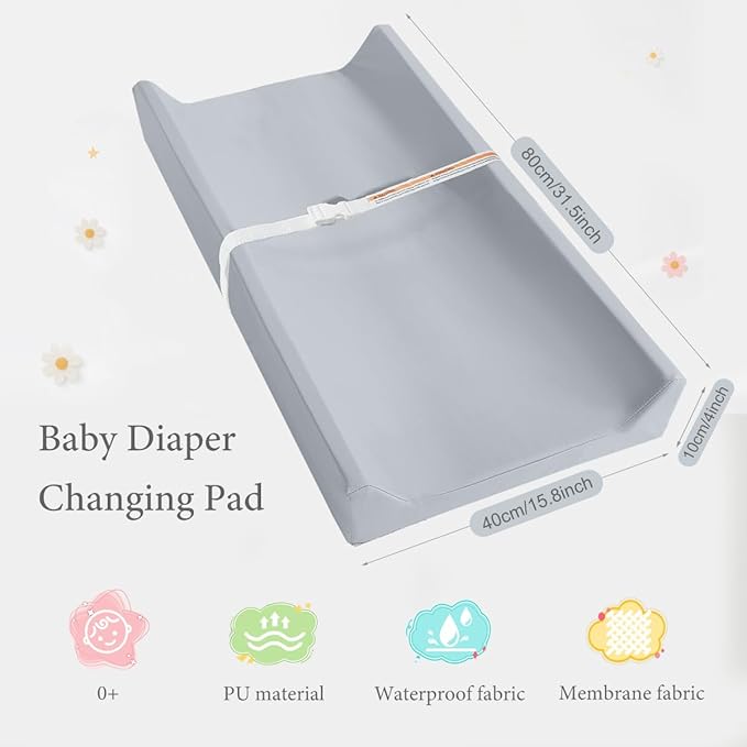 Baby Diaper Changing Pad, PU Compressed Waterproof Portable Wipeable Diaper Mat for Travel, Fits Dressers & Tables (Blue)