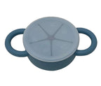 BraveJusticeKidsCo | Snack Attack II Snack Cup | Collapsible Silicone Snack Container | Toddler and Baby Snack Catcher Lid (Blue Steel)
