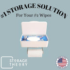 Storage Theory Bathroom Wipes Holder Dispenser with Shelf – Restroom Organizer & Wipe Holder for Bathroom – Tool Free Wall Mounted Baby Wipe Holder White, 1 Pack