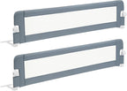 BABY JOY Double Sided Bed Rail Guard, 2 Pack, Extra Long, Swing Down for Convertible Crib, Folding Baby Safety Bedrail for Kids Twin Full Size Queen King Mattress, Rails for Toddlers (Light Gray, 71")