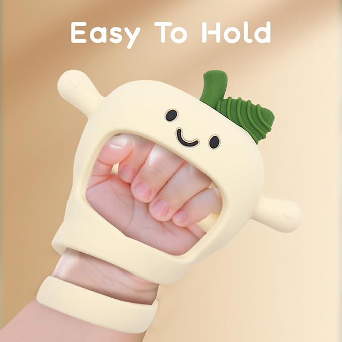 Baby High Chair Suction Toys Teething Chew - Silicone Apple Teething Relief Toys Silicone Teethers Table Toys, Food Grade Silicon for 6 12 18 Months(Beige)