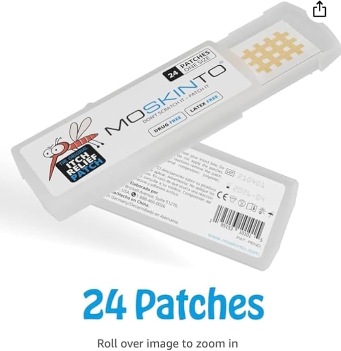 Moskinto, The Original Mosquito Itch Relief Patches for Kids & Adults, Bug Bite Patches Soothe Swelling & Itching Instantly, Anti Itch Bug Bite Relief, Suction Tool Alternative Travel Pack, 24 Count